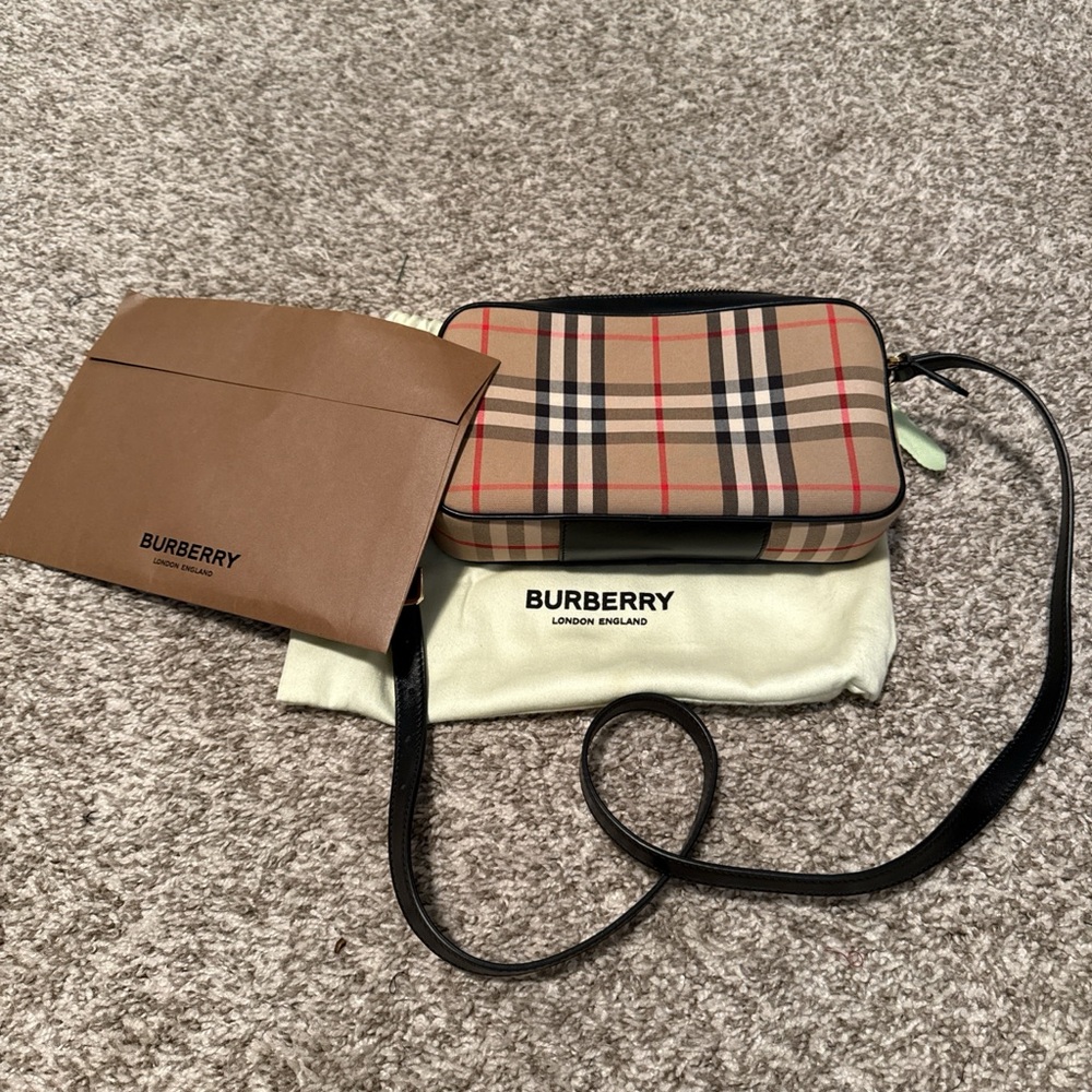 Authentic Burberry Beige and Red Plaid Crossbody Bag - Picture 8 of 8